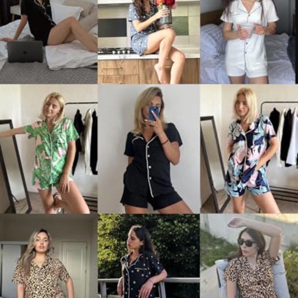 Classic Button Down Pajama Set Comfy Sleepwear Lo… - image 7